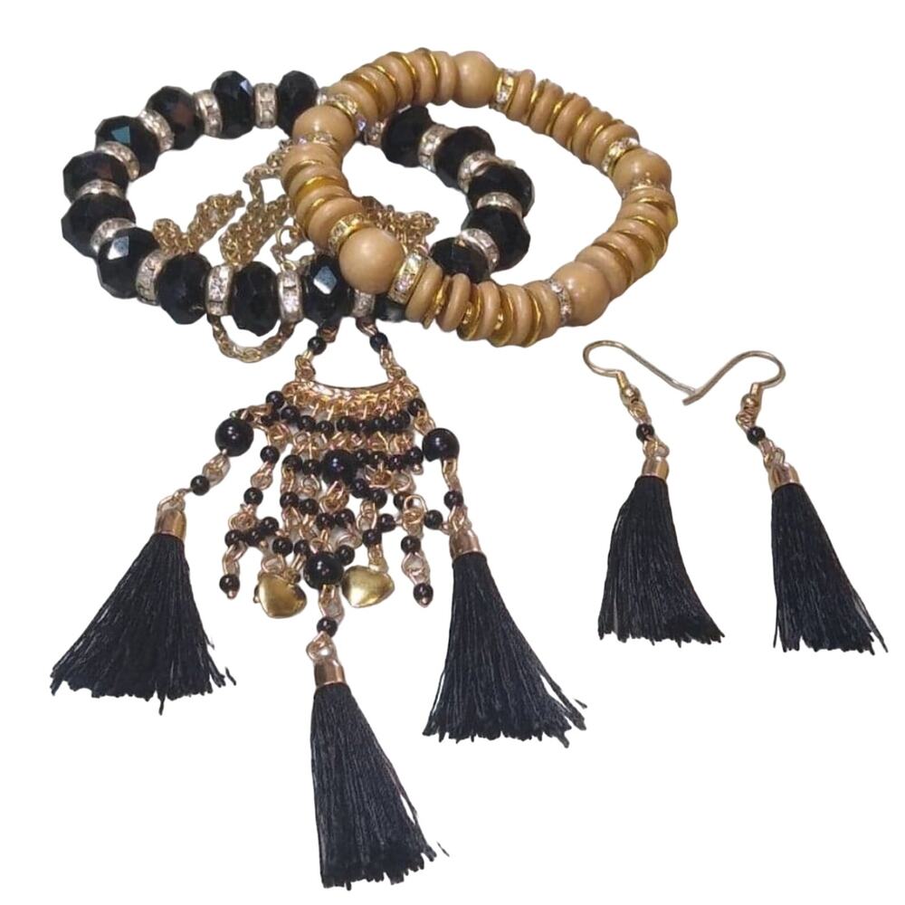 No Hassle Tassel UpcyclNecklace Bracelet Earrings